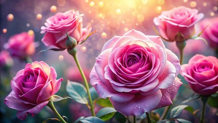 Fototapeta premium Dreamy Pink Roses: Elegant Floral Photography Background