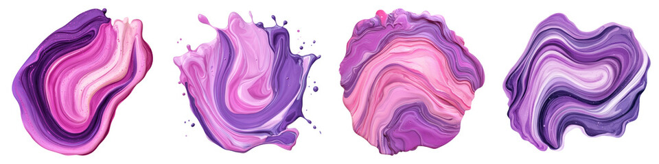 Obraz premium Watercolor splashes with marbled effect in purple tones create vibrant visual