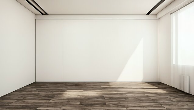 Blank white large gallery wall in studio mock up, 3d rendering. Empty modern lobby with exibition wal mockup. Clear presentation room.