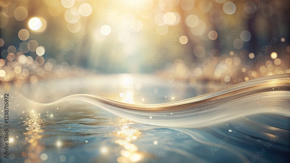 Aufkleber serene water stream with golden light and sparkling bokeh background