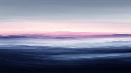 Obraz premium Serene Pastel Sunrise Landscape Soft Focus Dreamy. AI Generated