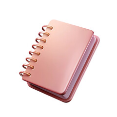 Pink notebook icon. 3d rendering isolated on white background. Cartoon plastic style. Pastel colors