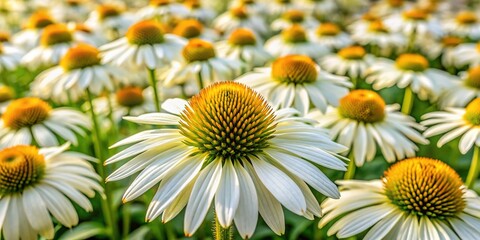 Fototapeta premium High-flying drone captures the elegant white echinacea 'White Swan'.