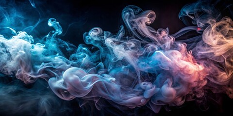 Obraz premium Abstract Smoke Swirls in Blue and Pink Hues on Black Background