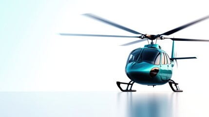 Fototapeta na wymiar An artistic representation of a blue helicopter, captured with a minimalist aesthetic, emphasizing its sleek features against a blurred background for a stunning effect.