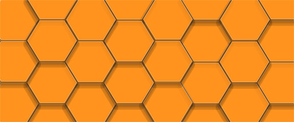 Abstract white and Orange hexagon technology lines background. Abstract white and grey color hexagonal geometric background with copy space. Abstract white lines background.  