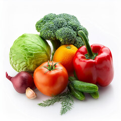 fresh vegetables on white background