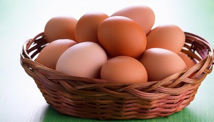 raw eggs in a basket satisfied easter