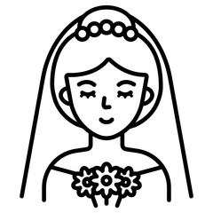 부케를 들고 있는 신부 아이콘