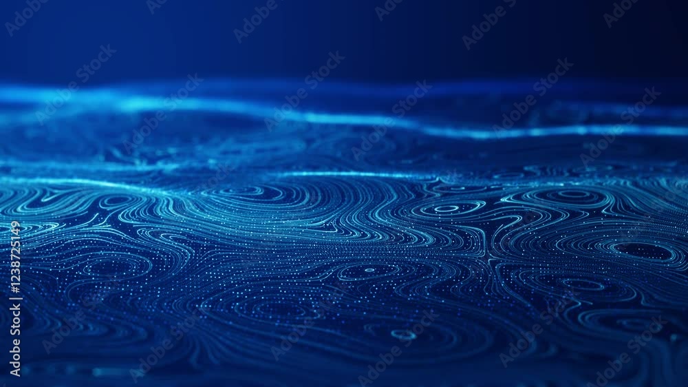 Poster abstract cyber big data flow particles. big data flow and artificial intelligence with lines and a g
