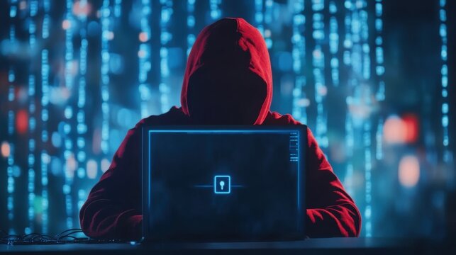 Cautionary visual tale cybersecurity breach prevention and hacker strategies at night