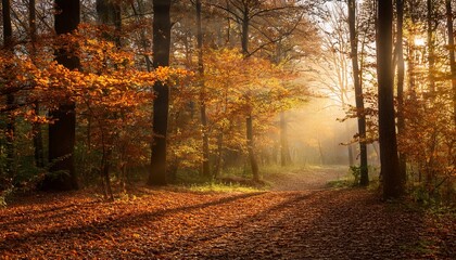 Fototapeta premium autumn morning in the woods
