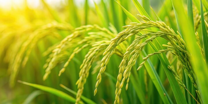 Close-up of green rice plant in a paddy field in India, photosynthesis, nature,  photosynthesis, nature, green
