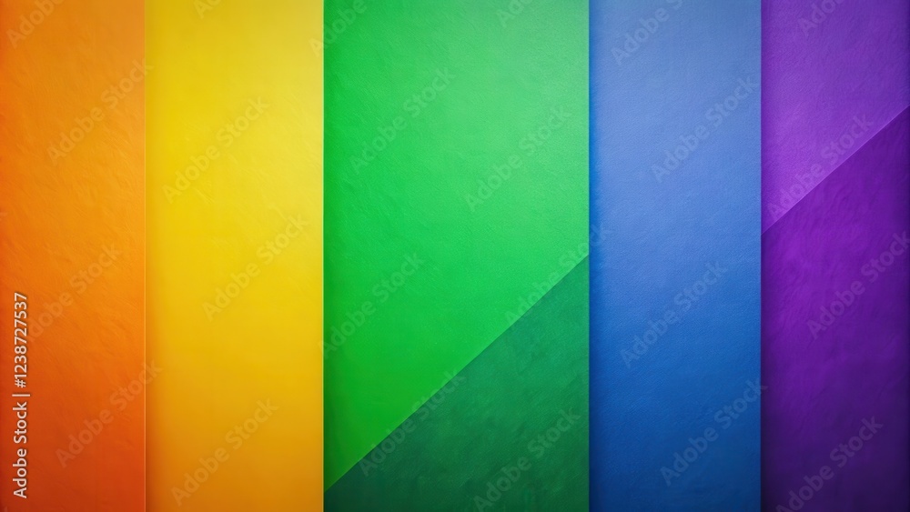 Poster vibrant multicolored background of textured paper sheets in orange, yellow, green, blue, and purple 