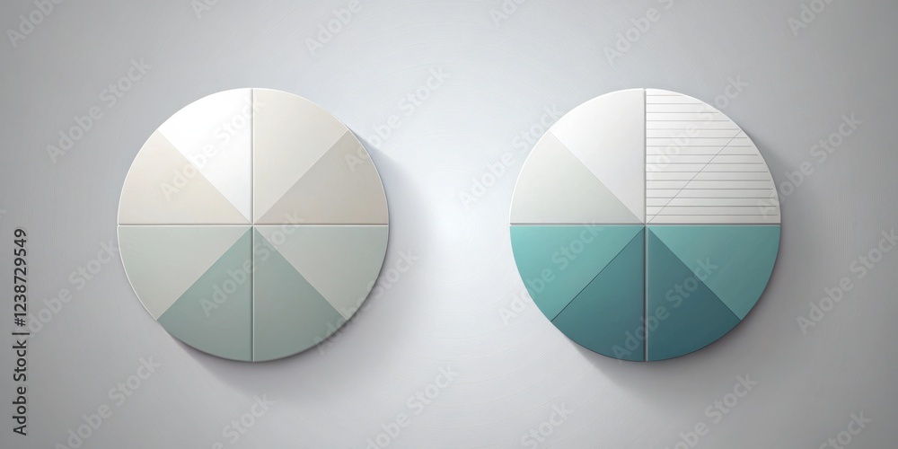 Poster abstract circular segment designs in teal and off-white hues