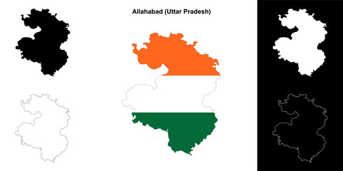 Allahabad district (Uttar Pradesh) blank outline map set