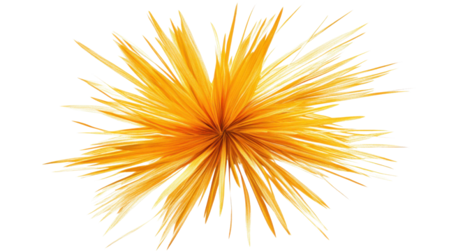 Abstract orange spiky shape exploding on transparent background - Powered by Adobe