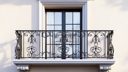 Ornate Balcony Railing With French Doors