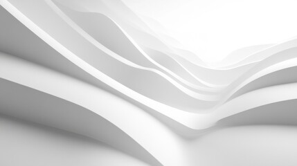Obraz premium Abstract White Wavy Layers Modern Architecture Minimalist Elegant Fluid Design Geometric Pattern