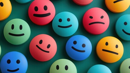 Colorful Emojis Displaying Various Emotional States