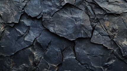 Craggy Dark Rock Face Texture With Angular Edges And Fissures Showing Mineral Variations And Depth