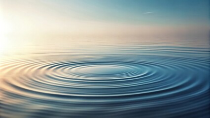 Serene Water Surface with Concentric Ripples at Dawn