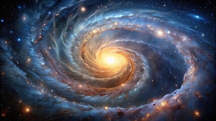 Obraz premium A swirling vortex of gas and dust in a distant galaxy, with newly formed stars bursting forth from the cosmic cradle as stellar nurseries take shape , Birth of Stars, Star Formation