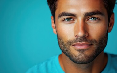 Obraz premium handsome man smiling with a mustache and a causal clothing