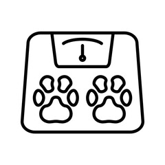 Vet animal weight scale icon. Editable line stroke on white background