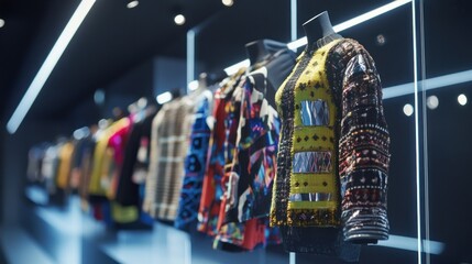 Obraz premium Colorful Fashion Apparel Displayed On Mannequins In A Boutique