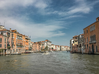 A Cloudy Day on the Grand Canal. The Grand Canal, lined with historic buildings, stretches into the distance.