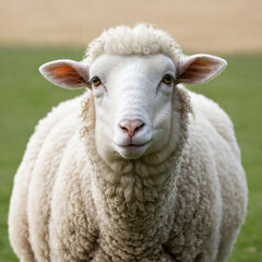Close-up of a Beautiful Sheep with Soft Wool and Expressive Eyes, Capturing Its Gentle and Majestic Features