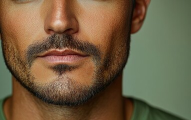 Obraz premium handsome man smiling with a mustache and a causal t-shirt