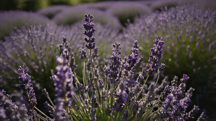Fototapeta premium Bunch of lavender flowers Lavender flowers in an elegant pot isolated on landscape background, 
