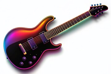 Fototapeta premium Electric Guitar Silhouette Isolated on White Background