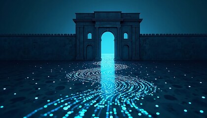 Fototapeta premium Illuminated Gateway with Flowing Light