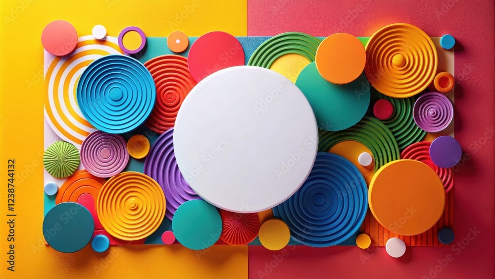 Aufkleber Vibrant Circular Abstract Composition with Central White Space Ideal for Branding and Design Projects