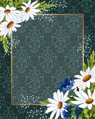 Floral decor on an openwork background.Vector illustration with bouquets of flowers on the background of an openwork pattern.