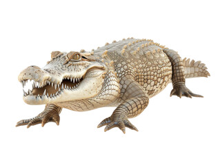Naklejka premium Realistic crocodile with open mouth and textured skin displaying sharp teeth