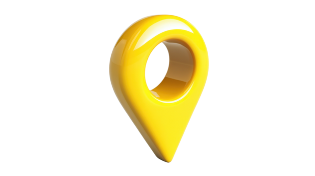 Yellow location pin showing navigation and transparent background