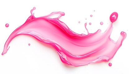 Vibrant pink paint fluid flowing on a white background, creates a visual effect, generative AI
