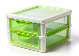small plastic drawers on a white background