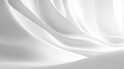 Fototapeta premium Smooth Flowing White Fabric Waves Abstract Elegant Minimalistic Background Gentle Curves Light and Shadows