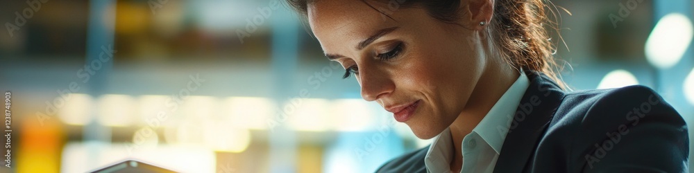 Poster a woman looks at her cell phone with an expression of concern, possibly checking for messages or not