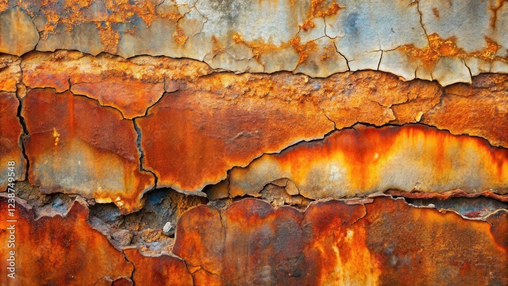 Aufkleber abstract texture of heavily oxidized metal surface with deep cracks and vivid hues