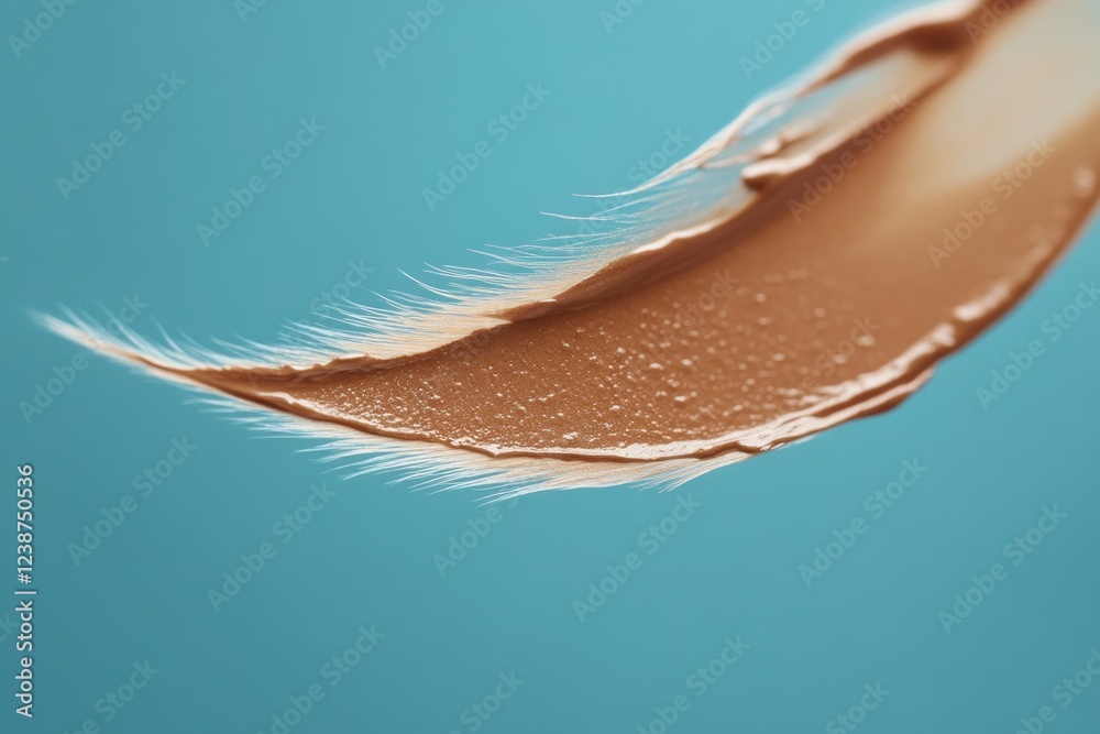 Aufkleber close-up image of a single feather resting on a blue surface