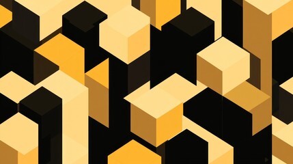 Obraz premium Abstract geometric pattern with gold and black cubes.