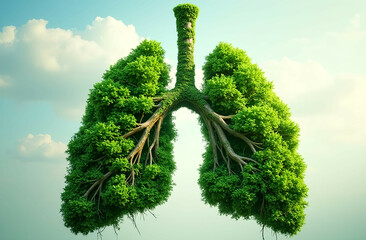 Green Lung Made of Trees and Vines – Symbolic Nature Concept for Fresh Air, Healthy Breathing, and Environmental Conservation
