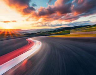 Sunset Race Track: Asphalt Majesty at Golden Hour