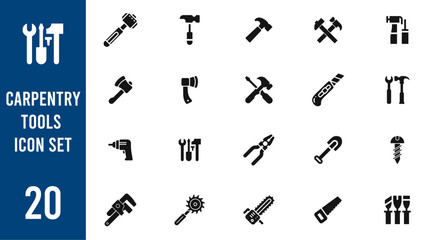 Carpentry tools icon set.